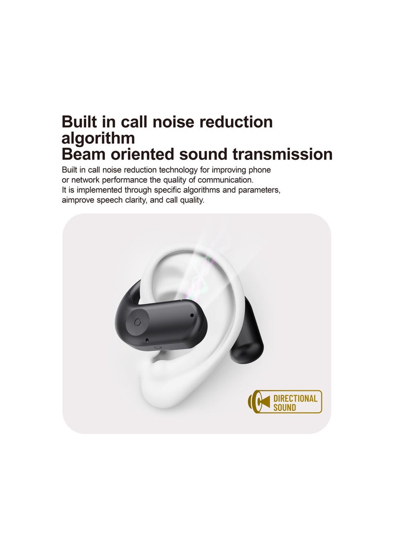 Air Conduction ENC TWS Earbuds and Charging Case with Display / True Wireless Headphones 6H Playtime / Truewireless Earbuds with 10M Wireless Range /  Immersive Hi-Fi Audio / Comfort to Wear / Smart sound - Black