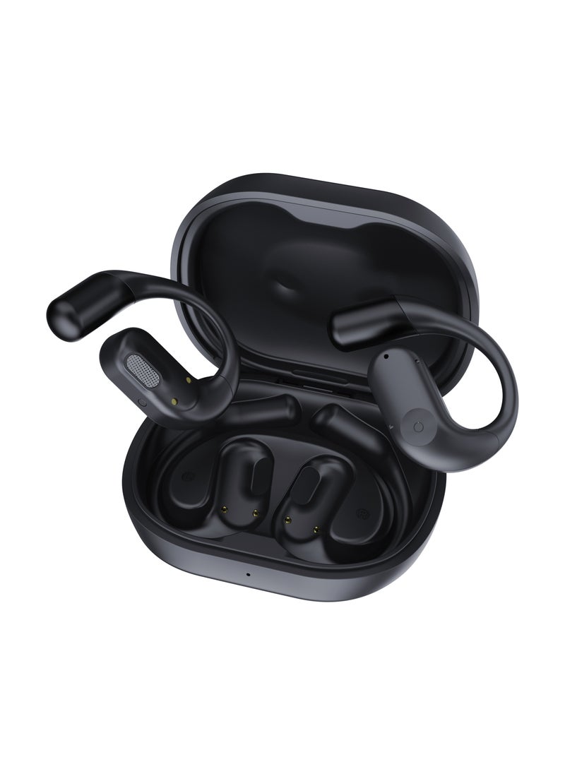 Air Conduction ENC TWS Earbuds and Charging Case with Display / True Wireless Headphones 6H Playtime / Truewireless Earbuds with 10M Wireless Range /  Immersive Hi-Fi Audio / Comfort to Wear / Smart sound - Black