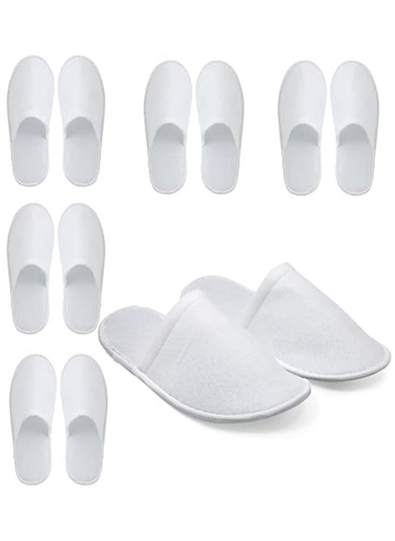 5 Pair Waffle Linen Terry Bathroom Slippers for Spa Hotel and Travel (M)