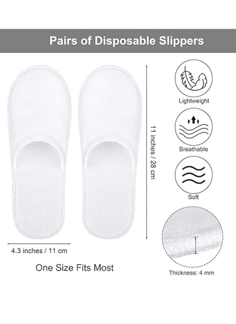 5 Pair Waffle Linen Terry Bathroom Slippers for Spa Hotel and Travel (M)