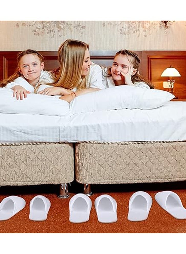 5 Pair Waffle Linen Terry Bathroom Slippers for Spa Hotel and Travel (M)