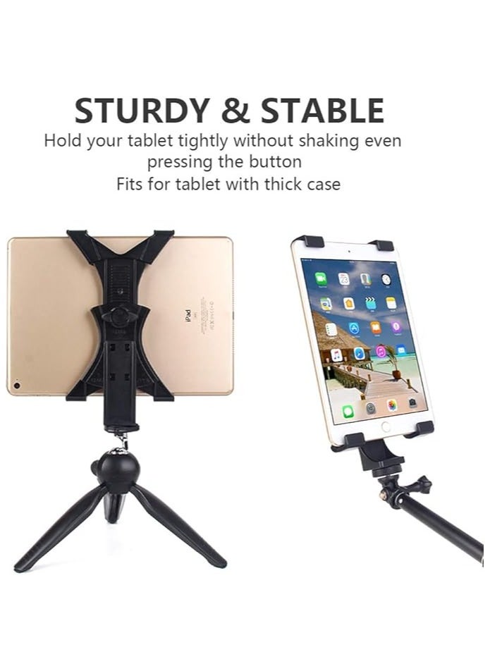 iPad Tripod Mount Adapter Universal Tablet Clamp Holder Fits Ipad, Ipad Air, Ipad Mini, Microsoft Surface, Nexus and Most Tablets, Use on Tripod, Monopod, Selfie Stick, Tabletop Tripod Stand Etc