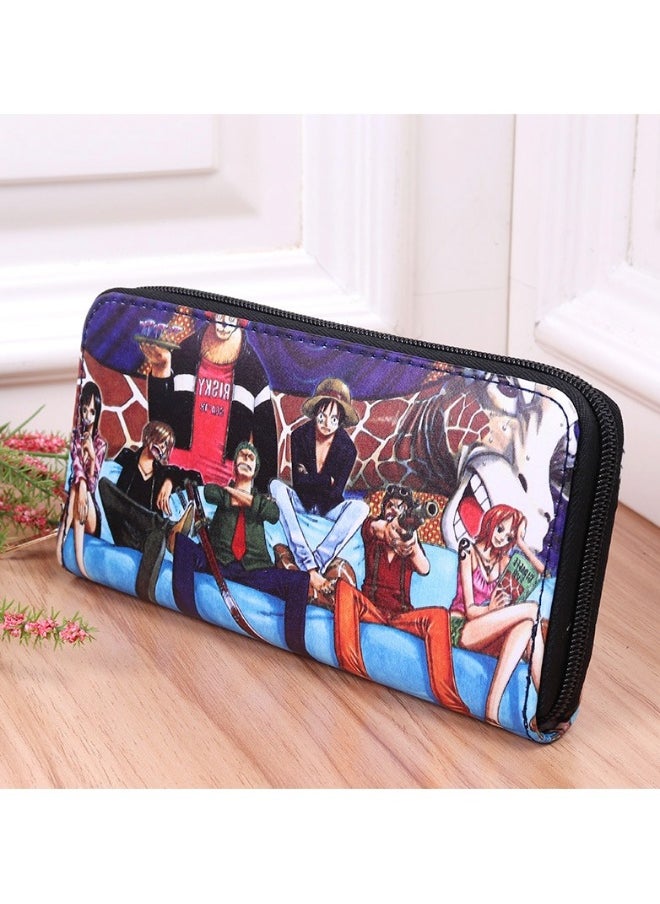 New ONE PIECE Personalized Multi Compartment Capacity Cartoon Long Zipper Wallet