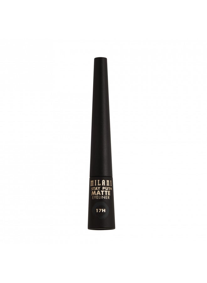 Milani Stay Put Matte 17HR Liquid Eyeliner - Black Matte (0.09 Fl. Oz.) Vegan, Cruelty-Free Liquid Eyeliner - Line & Define Eyes with High Pigment Shades for Long-Lasting Wear