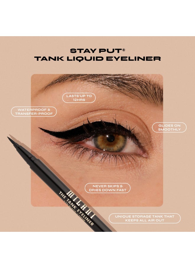 Milani The Tank Liquid Eyeliner - No-Skip, Waterproof, Long Lasting, Smudgeproof, Black, Cruelty-Free, 12 Hour Wear, Tips & Tricks