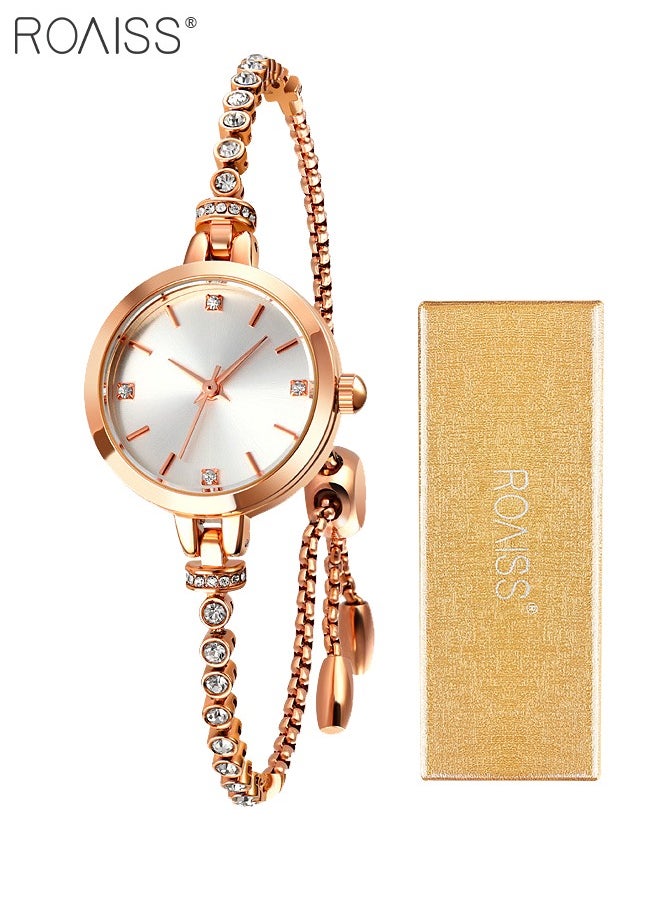 Women Watches Bracelet Diamond Ladies Female Small Rose Gold Fashion Luxury Thin Waterproof Analog Quartz Casual Girls Wife Gifts Rose Gold Wrist Watch