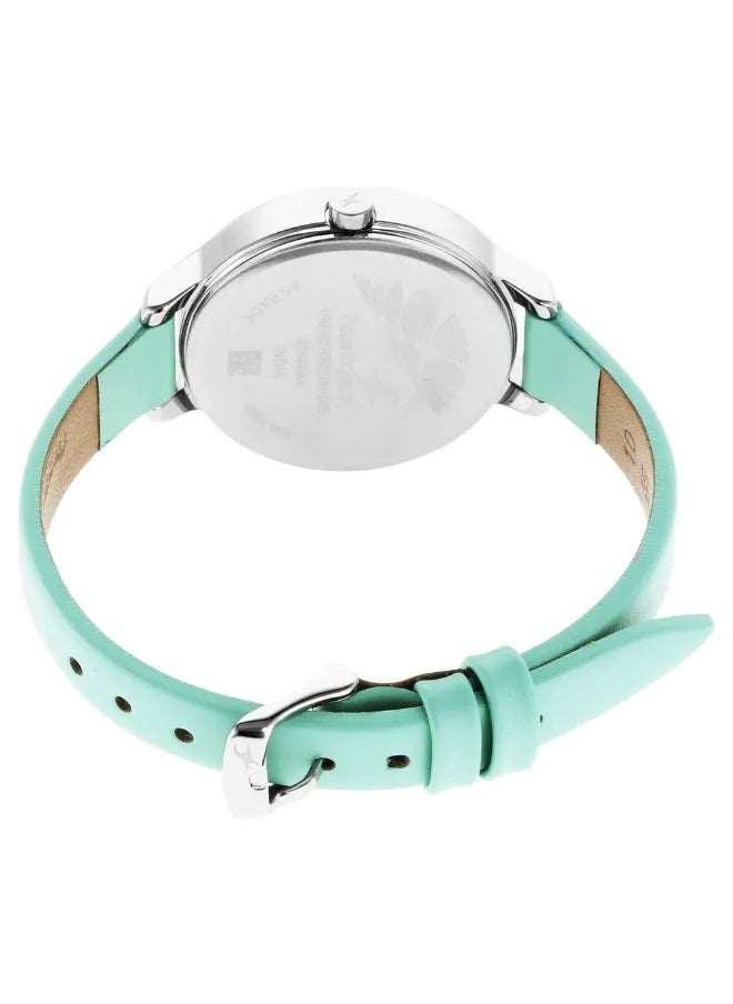 Women's Analog Round Shape Leather Wrist Watch - 6264SL01 - 37 Mm