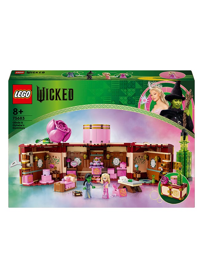 Wicked Glinda & Elphaba's Dormitory Set, Building Toy for 8 Plus Year Old Girls & Boys, with 2 Mini-Dolls for Imaginative Play, Gift for Kids Who Love Doll’s Houses, and Fans of the Movie 75683