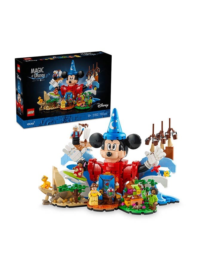 LEGO Ideas Magic of Disney Set, Collectible Model Kit for Adults to Build Featuring Mickey Mouse, Simba and Other Characters, Great for Home Office Decor, Nostalgic Gift for Women & Men 21352