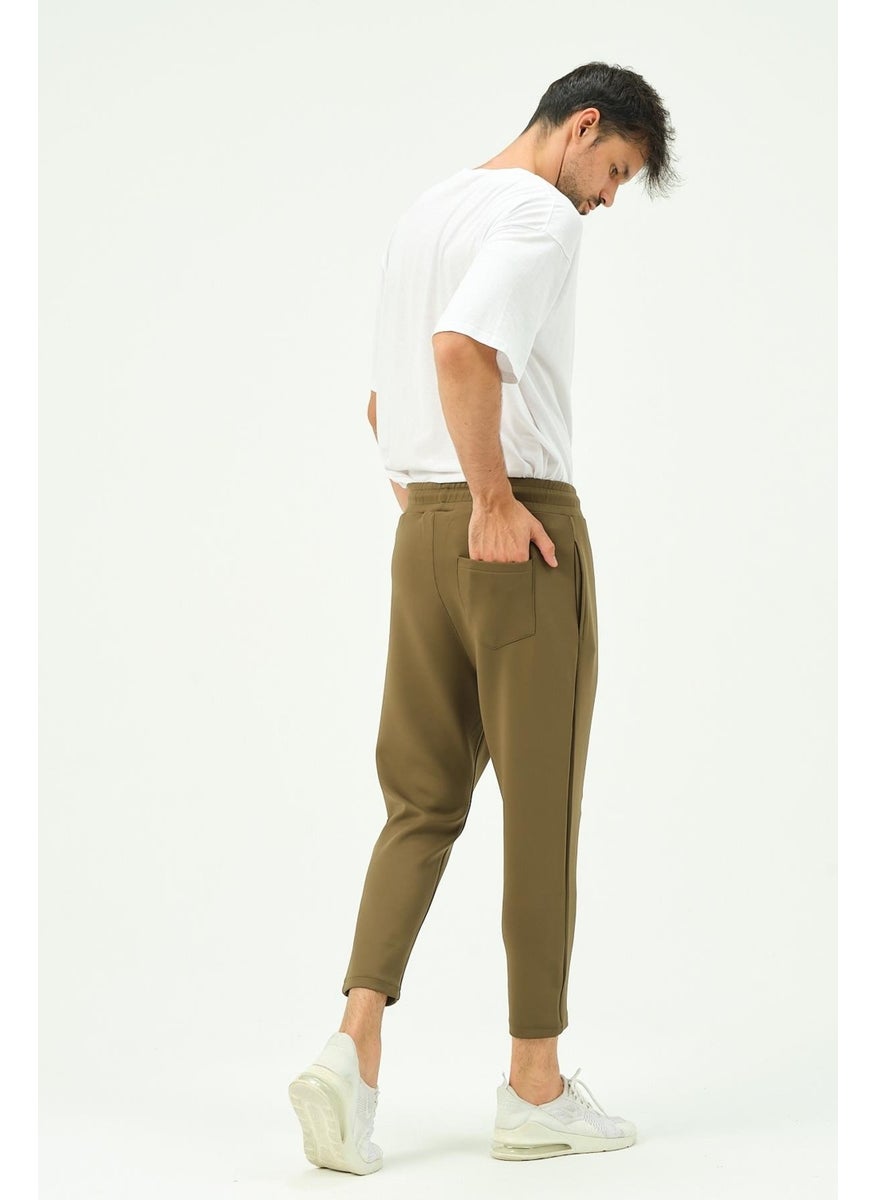 Men's Loose Cut Straight Leg Sweatpants with Back Pocket 856 Khaki