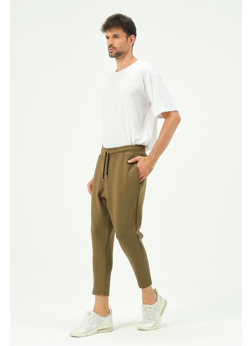 Men's Loose Cut Straight Leg Sweatpants with Back Pocket 856 Khaki