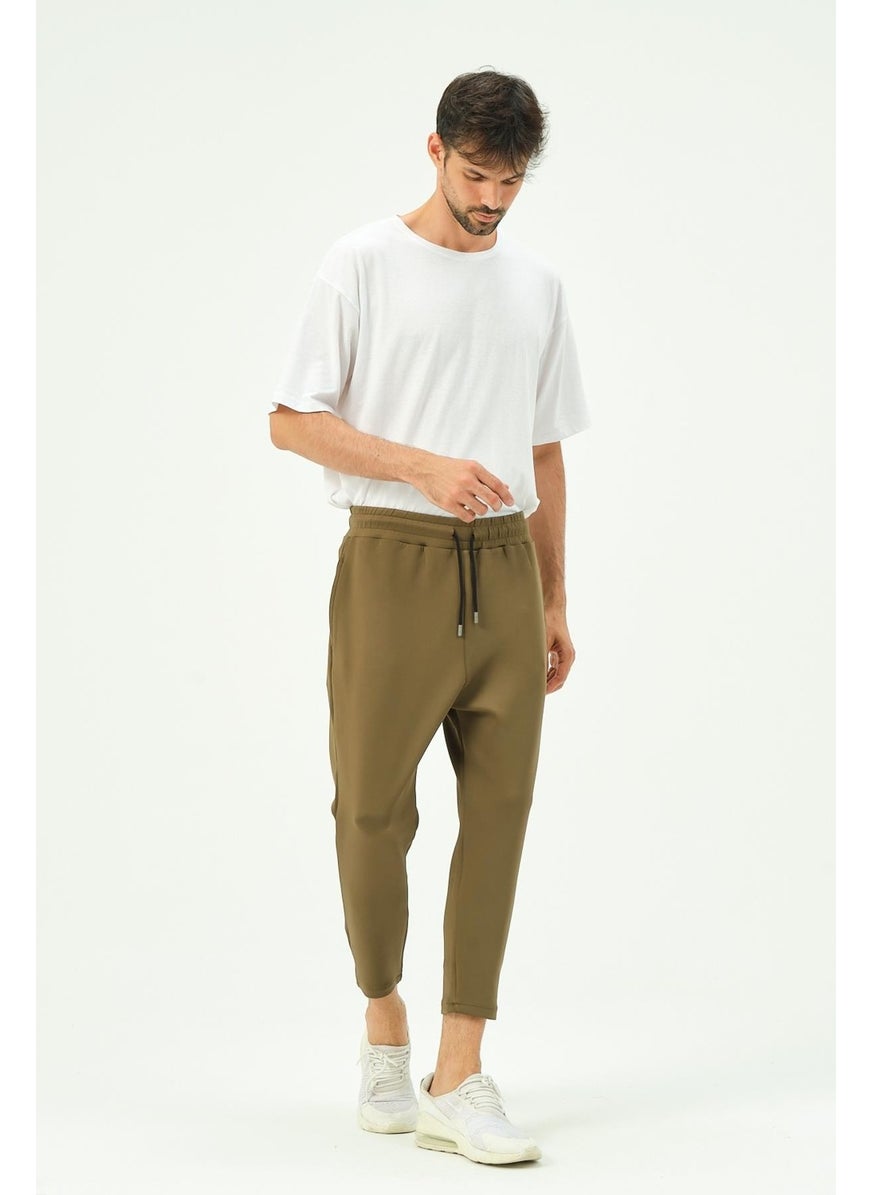 Men's Loose Cut Straight Leg Sweatpants with Back Pocket 856 Khaki