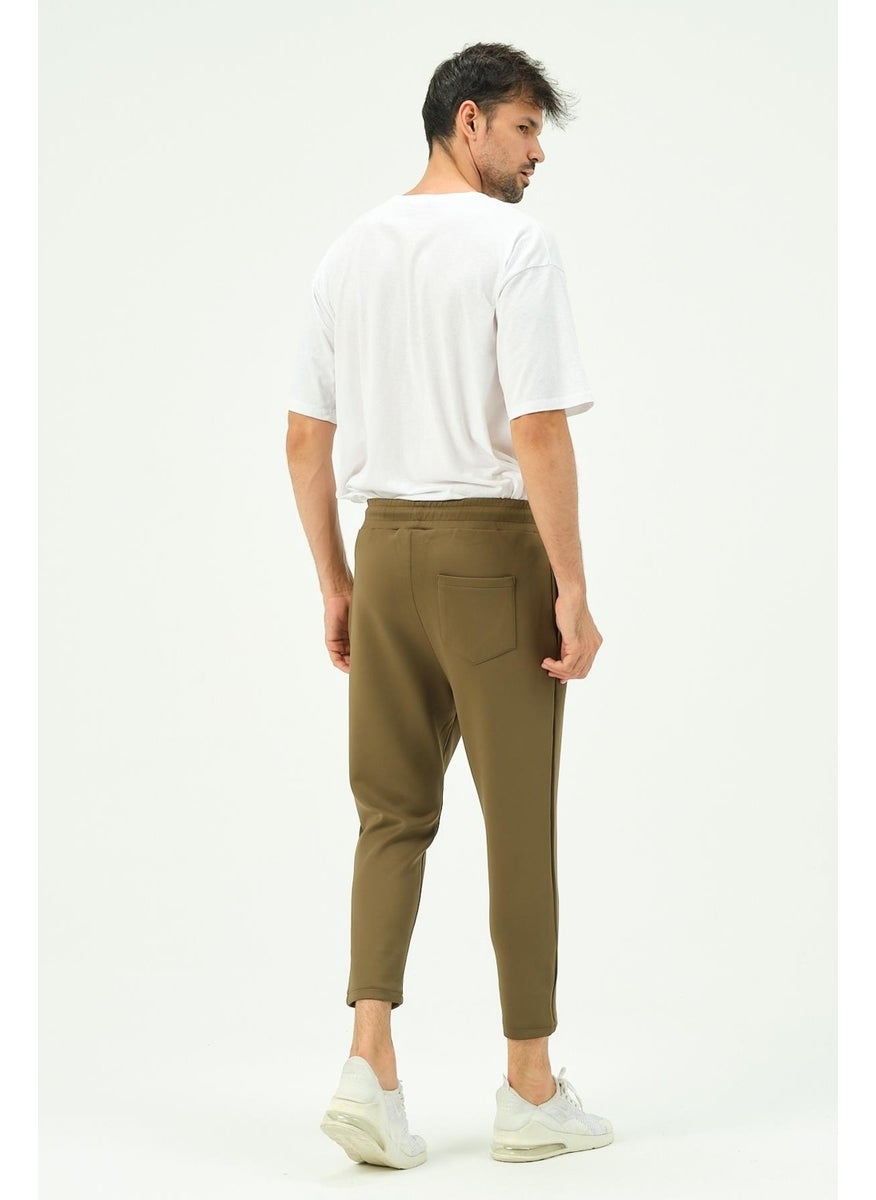 Men's Loose Cut Straight Leg Sweatpants with Back Pocket 856 Khaki