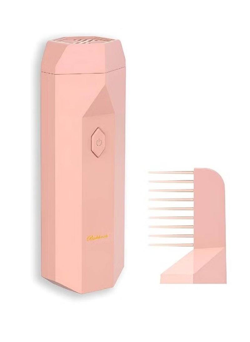 Electric Bukhoor Burner 2-in-1 – Arabian USB Rechargeable Incense Burner and Hair Comb, Aromatherapy Diffuser for Home, Ideal for Ramadan (Pink)