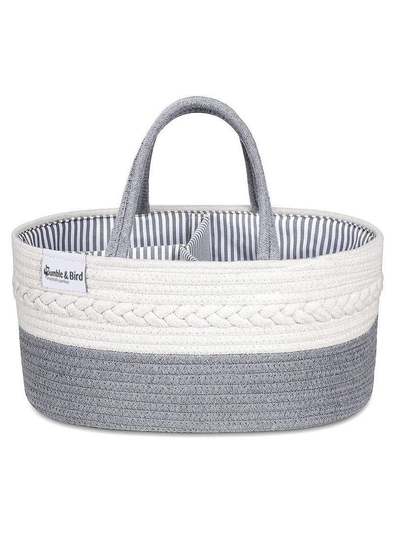 Bumble & Bird - Cotton Rope Diaper Caddy - Grey