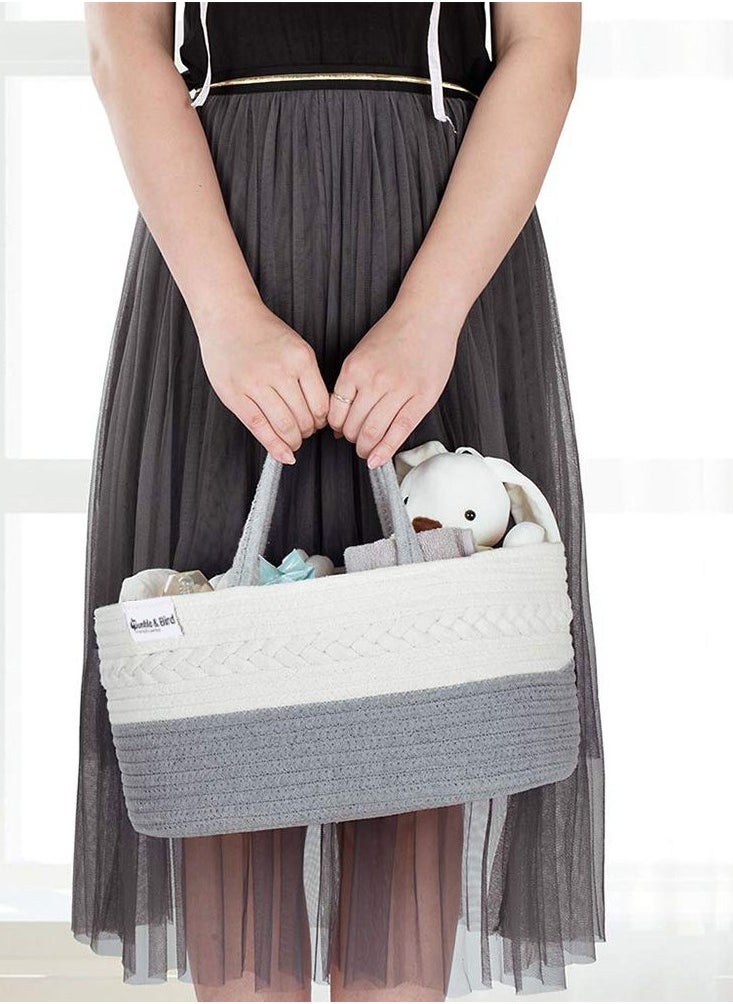 Bumble & Bird - Cotton Rope Diaper Caddy - Grey