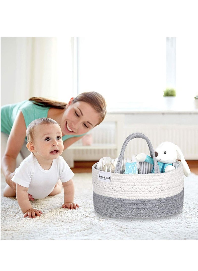 Bumble & Bird - Cotton Rope Diaper Caddy - Grey