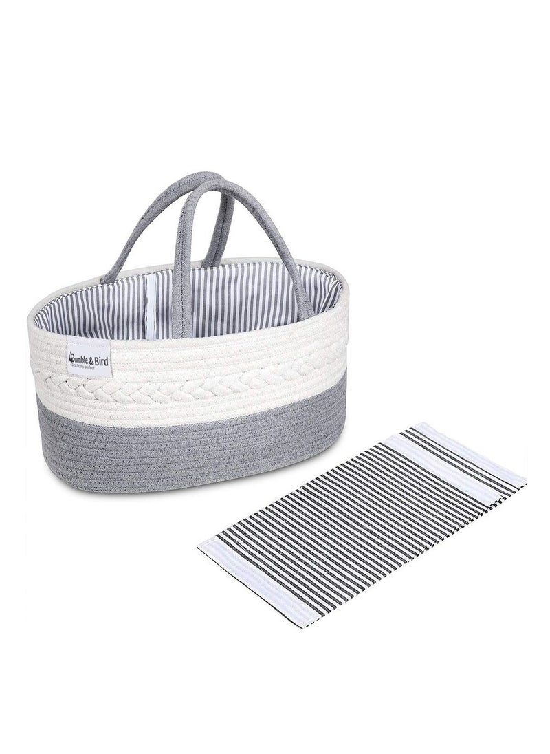 Bumble & Bird - Cotton Rope Diaper Caddy - Grey