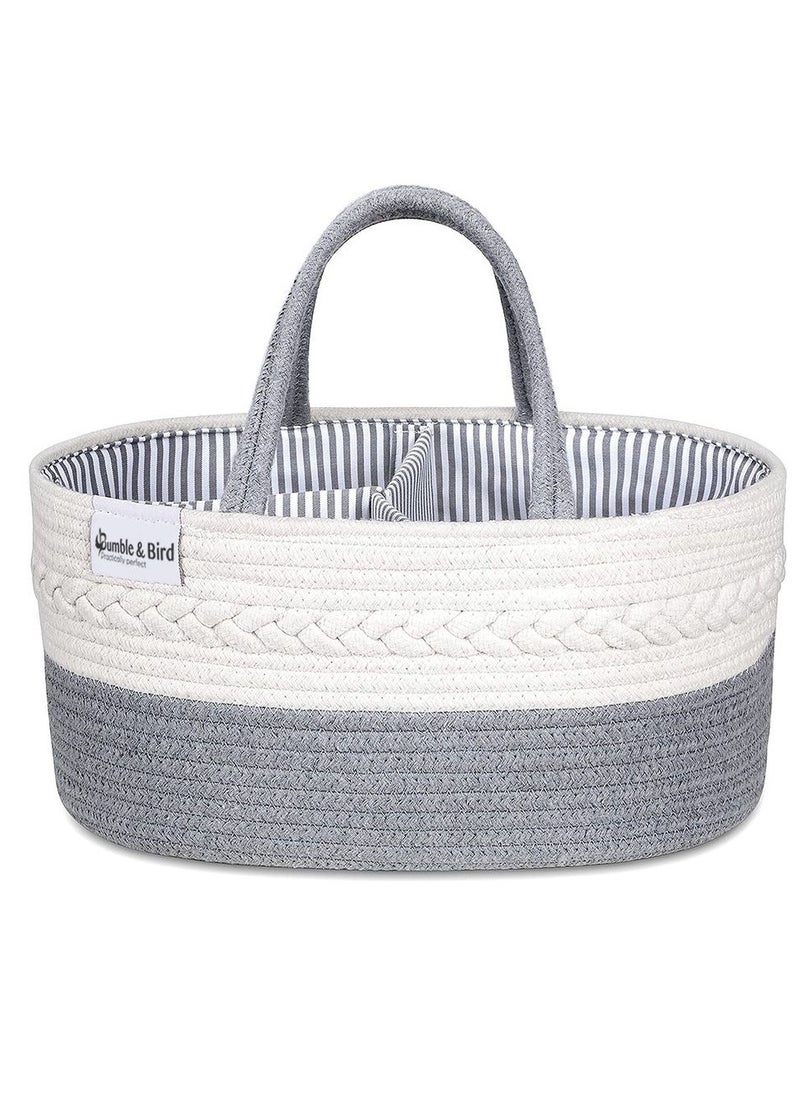 Bumble & Bird - Cotton Rope Diaper Caddy - Grey