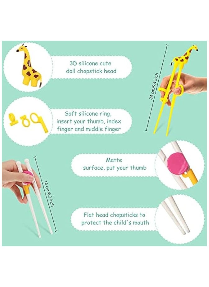 Training Chopsticks, 7 Pairs Cute Animals Chopsticks Learning Chopstick Helper with Attachable Trainer Chopstick Set for Children Beginners Adults, Easy To Use, Reusable and Dishwasher Safe