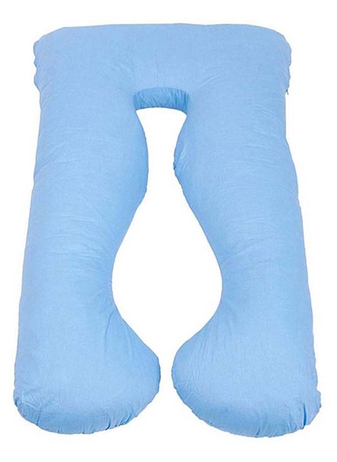 U-Shaped Comfortable Maternity Pillow Cotton Blue 75 x 125cm