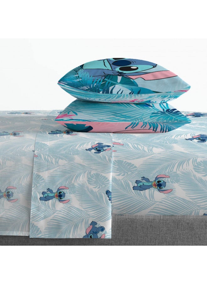 Jay Franco Disney Lilo & Stitch Floral Fun 7 Piece Queen Bed Set - Includes Reversible Comforter & Sheet Set Bedding - Super Soft Fade Resistant Microfiber - (Official Disney Product)