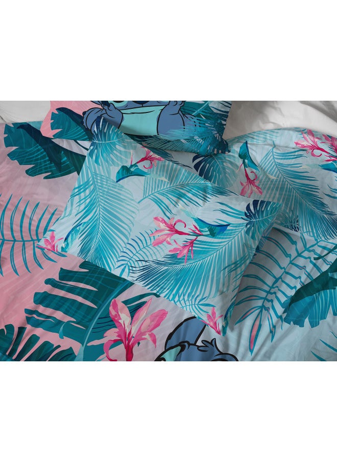 Jay Franco Disney Lilo & Stitch Floral Fun 7 Piece Queen Bed Set - Includes Reversible Comforter & Sheet Set Bedding - Super Soft Fade Resistant Microfiber - (Official Disney Product)