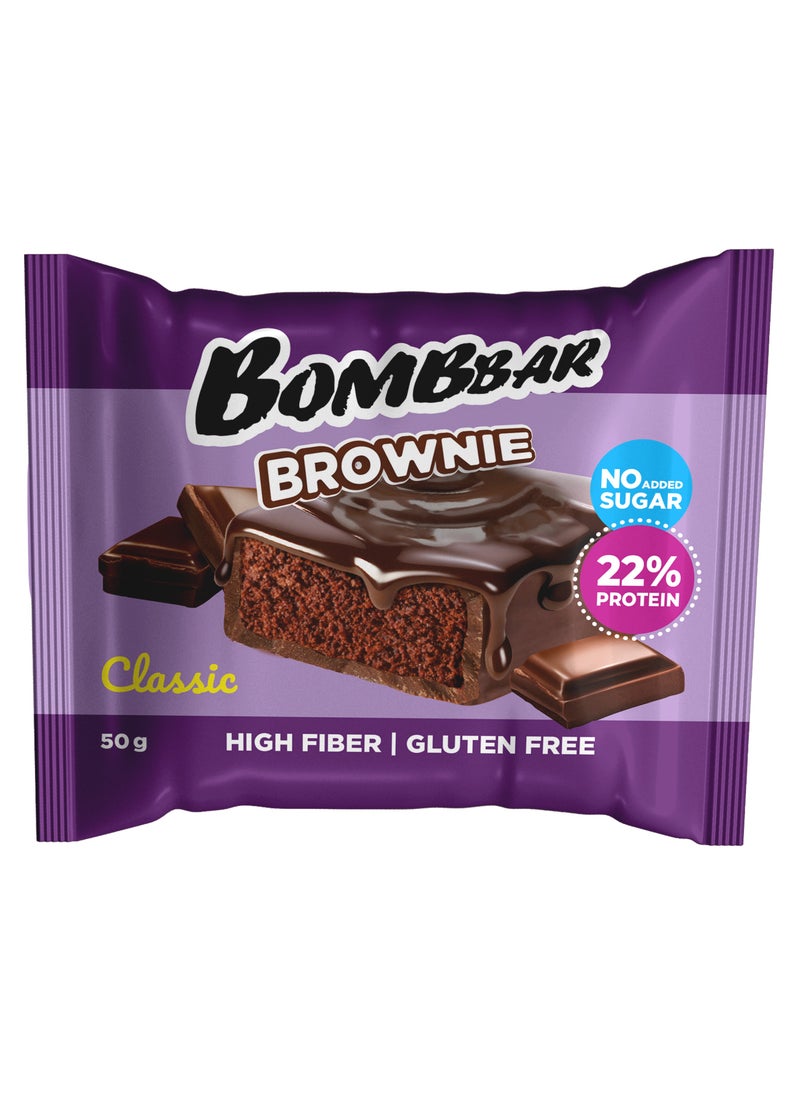 Protein Brownie Classic Gluten Free, High Fiber and No Sugar Added 10x50g