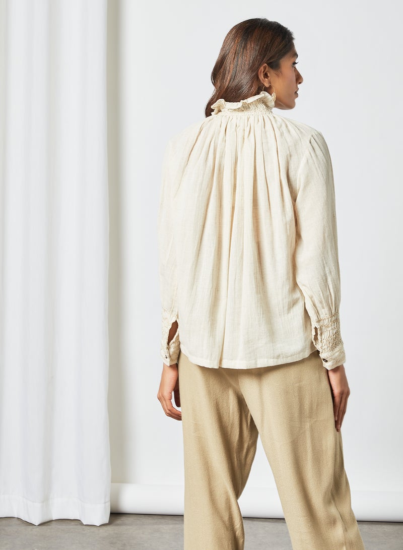 High Neck Top Ivory