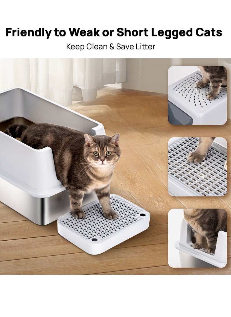 Large Stainless Steel Cat Litter Box Cat Litter Box with Lid Extra Large Litter Box for Big Cats Metal Litter Tray Enclosed Sides Stainless Steel Litter Box