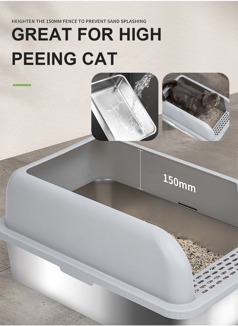 Large Stainless Steel Cat Litter Box Cat Litter Tray Enclosed Cat Litter Box Pet Litter Box