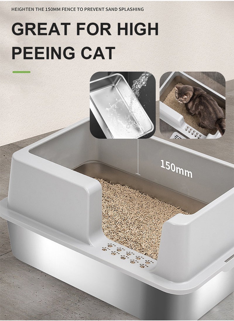 Stainless Steel Cat Litter Box Cat Litter Tray Enclosed Cat Litter Box Pet Litter Box