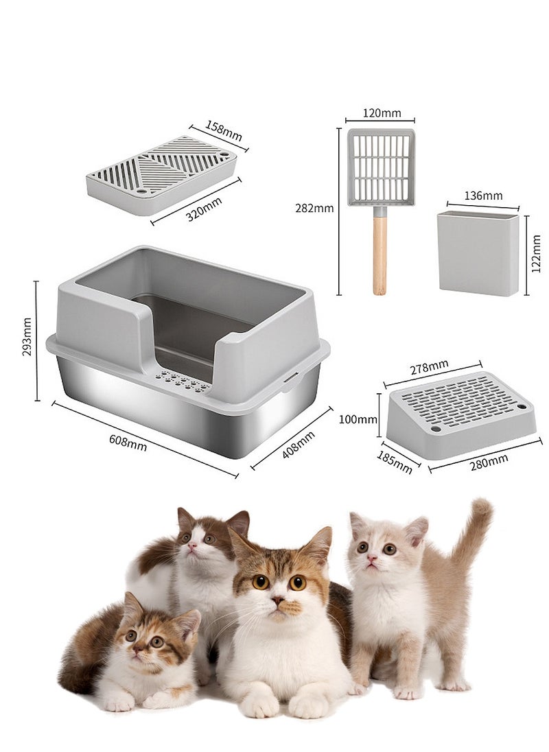 Stainless Steel Cat Litter Box Cat Litter Tray Enclosed Cat Litter Box Pet Litter Box