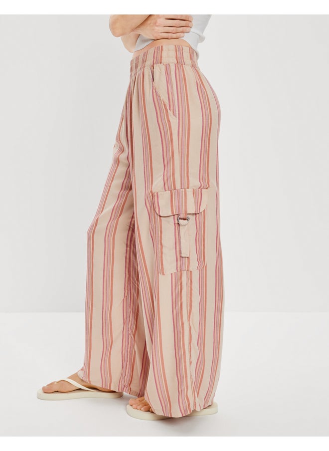 AE Super High-Waisted Striped Cargo Wide-Leg Pant