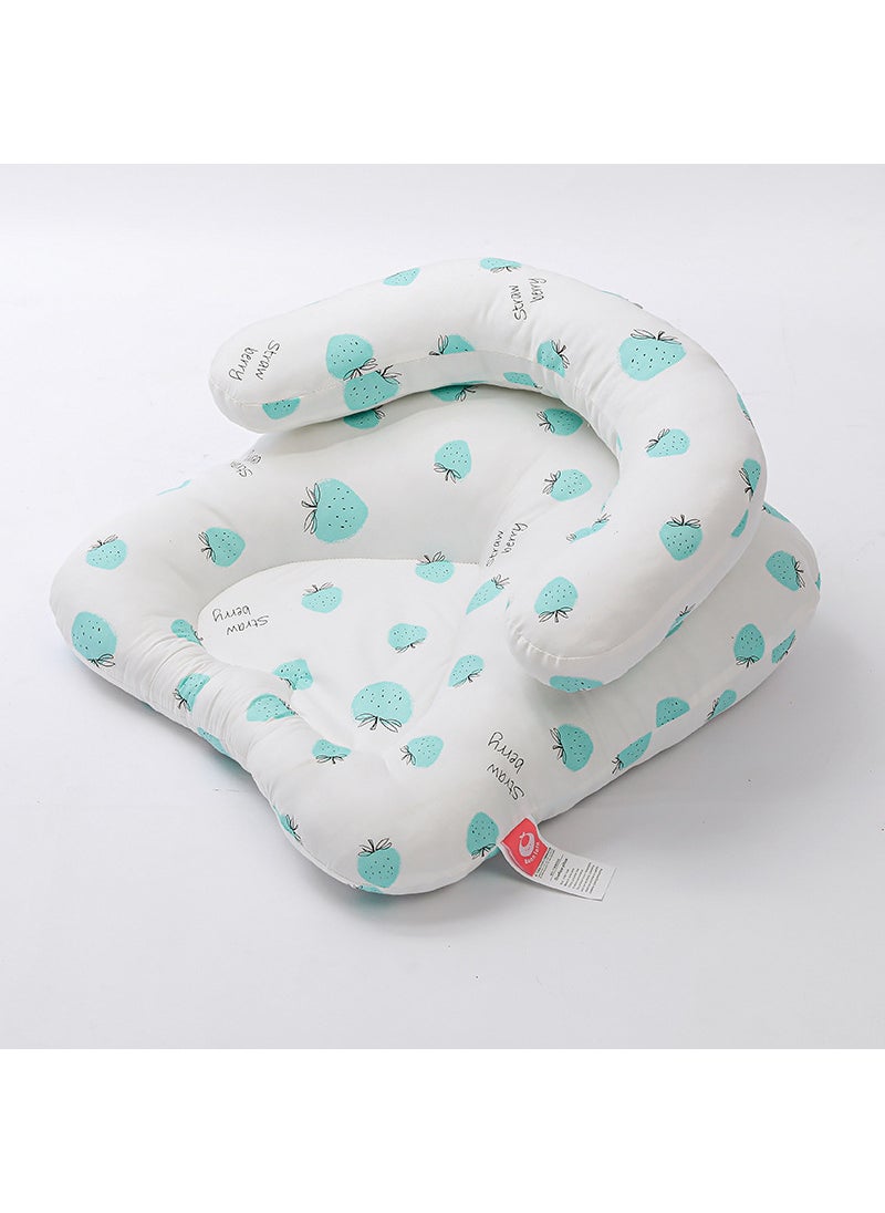 Cross-border Feeding Artifact Baby Breastfeeding Pillow Sloping Mat Anti-Spitting Lying Sleeping Baby Learning to Sit Pillow Baby Sleeping Mat Strawberry Blue