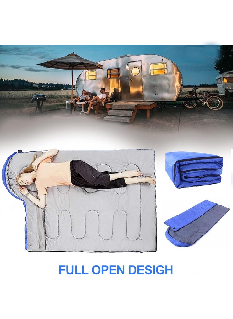 Outdoor Camping Blanket Camping Sleeping Bag Foldable Lightweight Blanket And Warm Ideal For Outdoors, Travel, Stadium, Festivals And Beach Picnic Blanket Sleeping Blanket Water Resistant Blanket 180X75CM And 30CM Head Space Blue