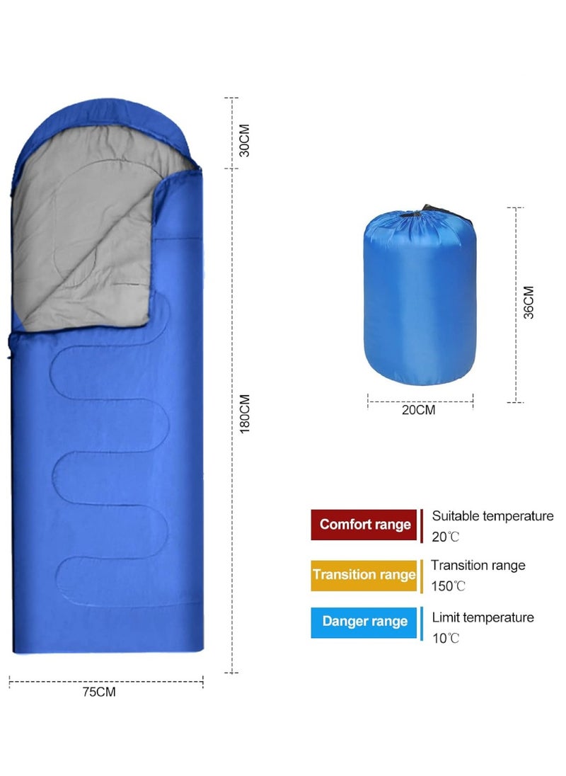 Outdoor Camping Blanket Camping Sleeping Bag Foldable Lightweight Blanket And Warm Ideal For Outdoors, Travel, Stadium, Festivals And Beach Picnic Blanket Sleeping Blanket Water Resistant Blanket 180X75CM And 30CM Head Space Blue