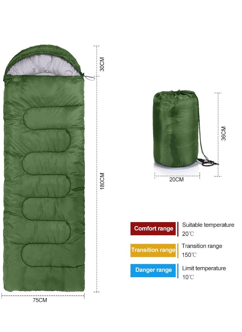 Outdoor Camping Blanket Camping Sleeping Bag Foldable Lightweight Blanket And Warm Ideal For Outdoors, Travel, Stadium, Festivals And Beach Picnic Blanket Sleeping Blanket Water Resistant Blanket 180X75CM And 30CM Head Space Green