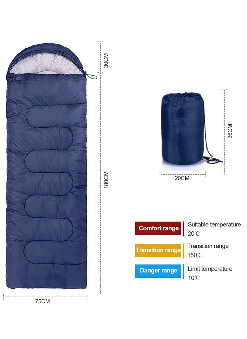 Outdoor Camping Blanket Camping Sleeping Bag Foldable Lightweight Blanket And Warm Ideal For Outdoors, Travel, Stadium, Festivals And Beach Picnic Blanket Sleeping Blanket Water Resistant Blanket 180X75CM And 30CM Head Space Dark Blue