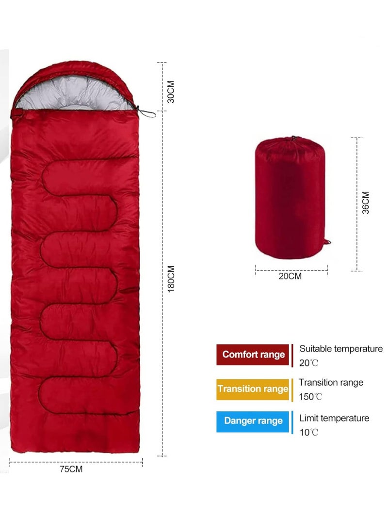 Outdoor Camping Blanket Camping Sleeping Bag Foldable Lightweight Blanket And Warm Ideal For Outdoors, Travel, Stadium, Festivals And Beach Picnic Blanket Sleeping Blanket Water Resistant Blanket 180X75CM And 30CM Head Space Red