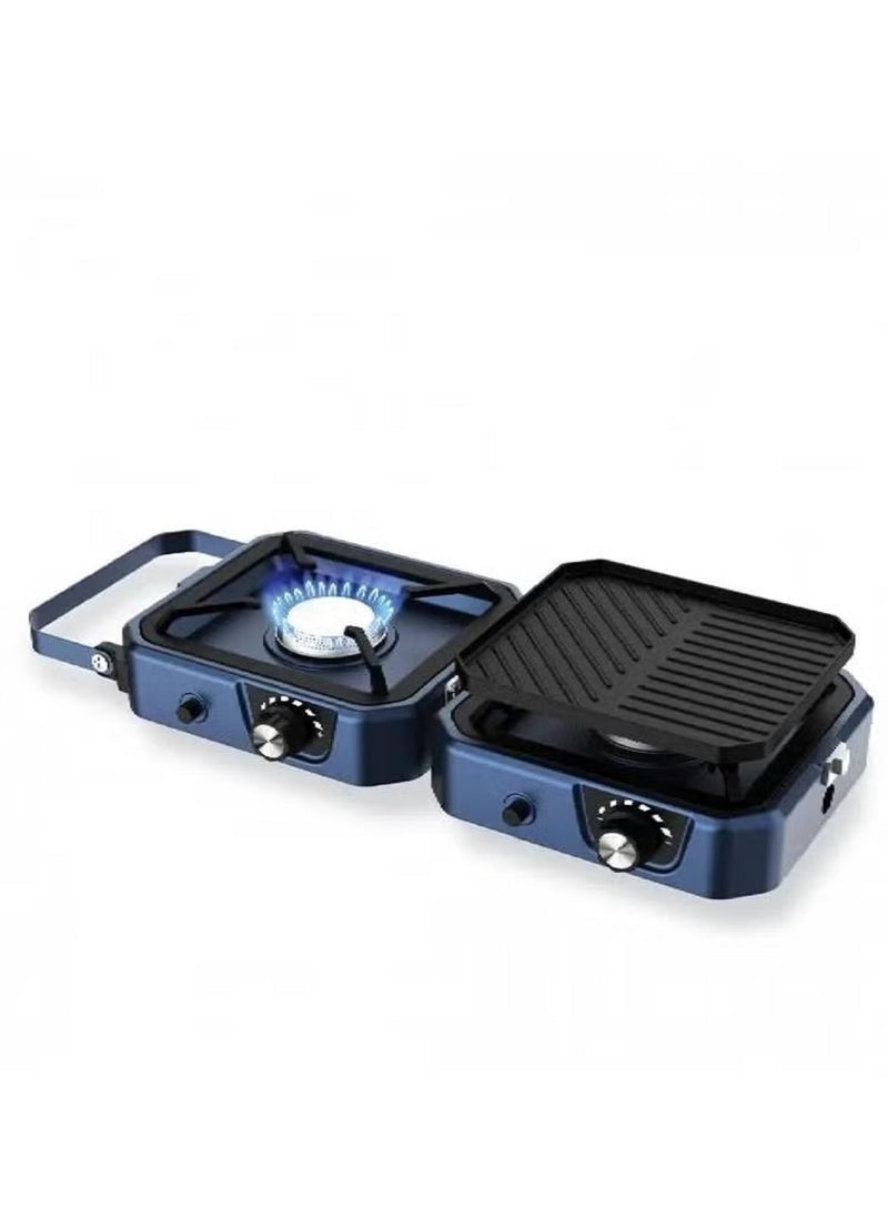 Portable Foldable Camping Gas Stove With Grill Two Adjustable Burners 16000 BTU