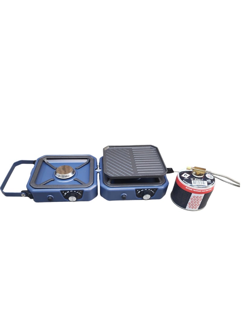 Portable Foldable Camping Gas Stove With Grill Two Adjustable Burners 16000 BTU