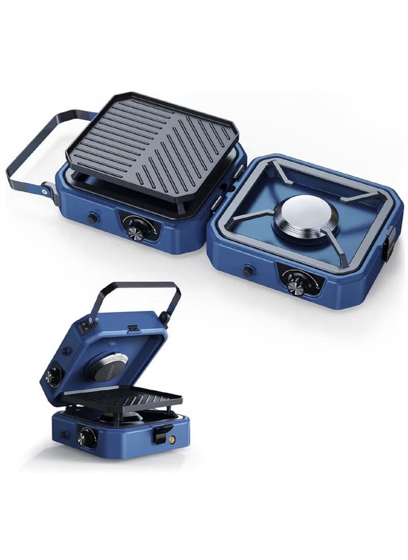 Portable Foldable Camping Gas Stove With Grill Two Adjustable Burners 16000 BTU