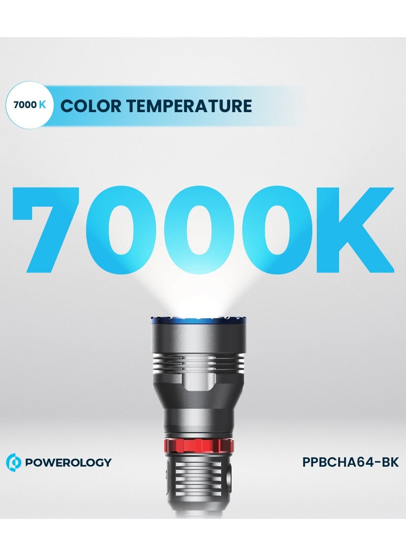 Rechargeable LED Flash Light with Power Bank Function and 1000 Lumens / 920M Beam Distance - Black