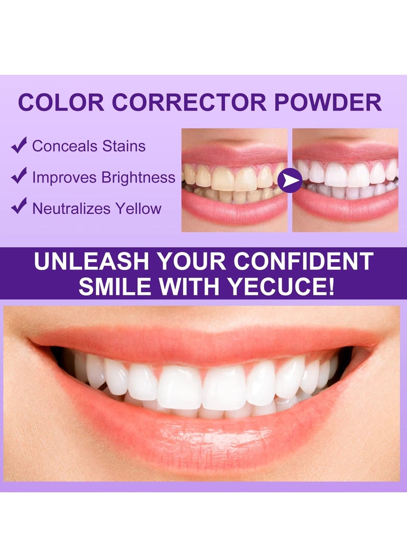 Purple Teeth Whitening Powder 50g Natural Teeth Whitening Deep Cleansing & Enhanced Brightness with Coconut Oil & Mint Remove Tea Coffee Stains