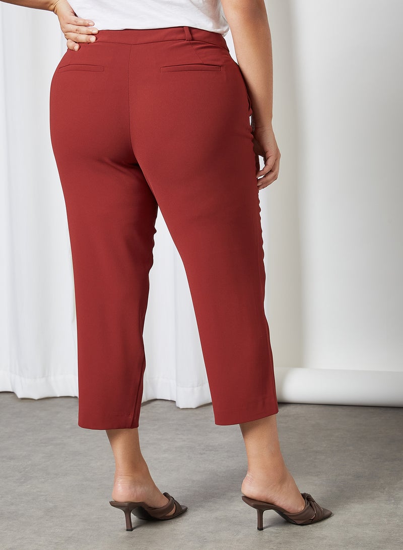 Plus Size Cropped Pants Red Wine