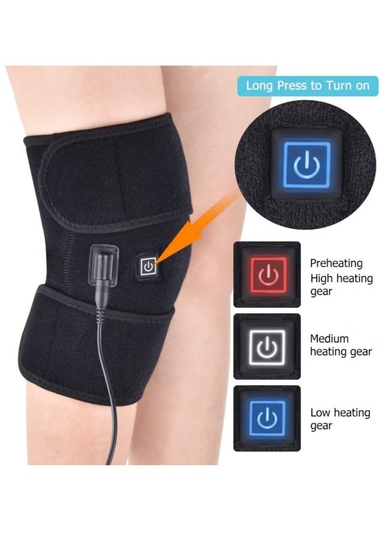 2PCS Heating Knee Pads Knee Brace Support Pads Thermal Heat Therapy Wrap Hot Compress Knee Massager for Cramps Arthritis Pain Relief