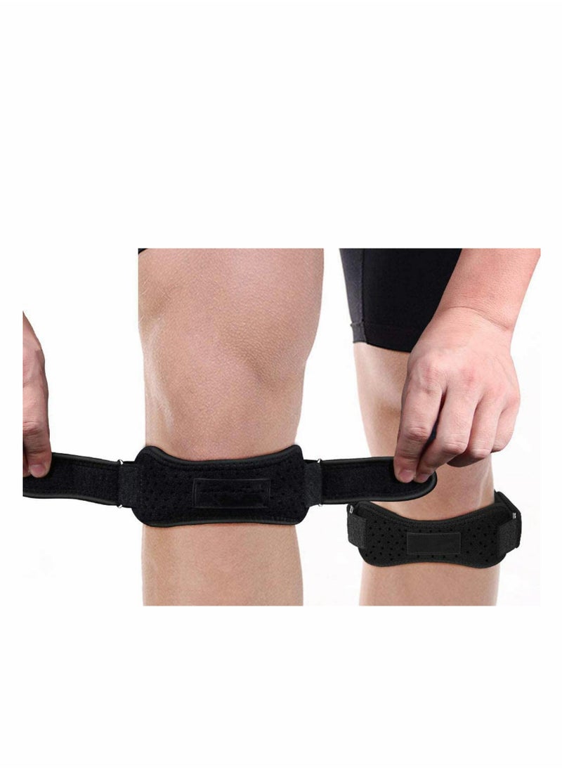 Patella Strap Knee Brace Support, 2 Pack Knee Brace for Arthritis, ACL, Running, Basketball, Meniscus Tear, Sports, Athletic Best Knee Brace for Hiking, Soccer, Volleyball & Squats (2 Pack)