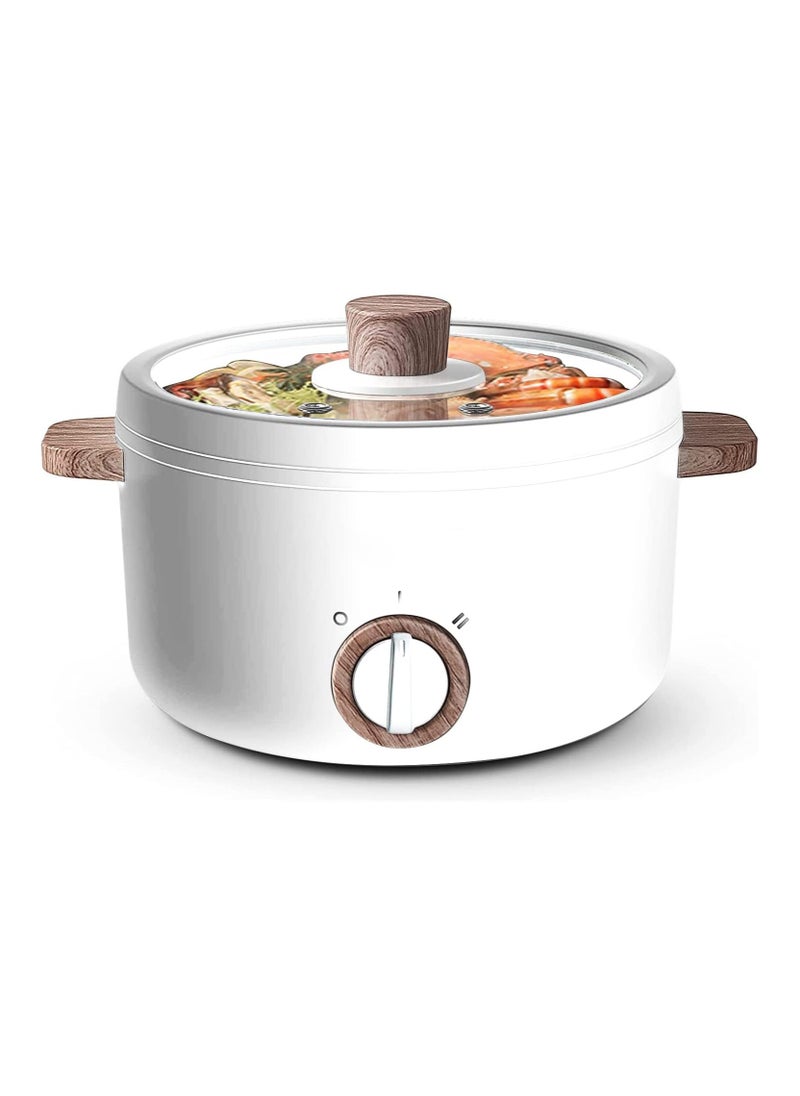 Electric Hot Pot 1.5L Mini Multifunction Cooker - Nonstick Electric Shabu-Shabu, Stir Fry & Noodle Maker with Dual Power Control, Portable Ramen Cooker for Dorm & Office