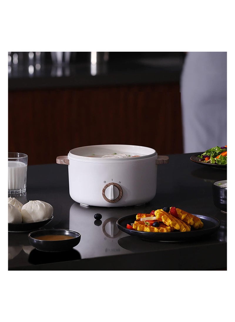 Electric Hot Pot 1.5L Mini Multifunction Cooker - Nonstick Electric Shabu-Shabu, Stir Fry & Noodle Maker with Dual Power Control, Portable Ramen Cooker for Dorm & Office